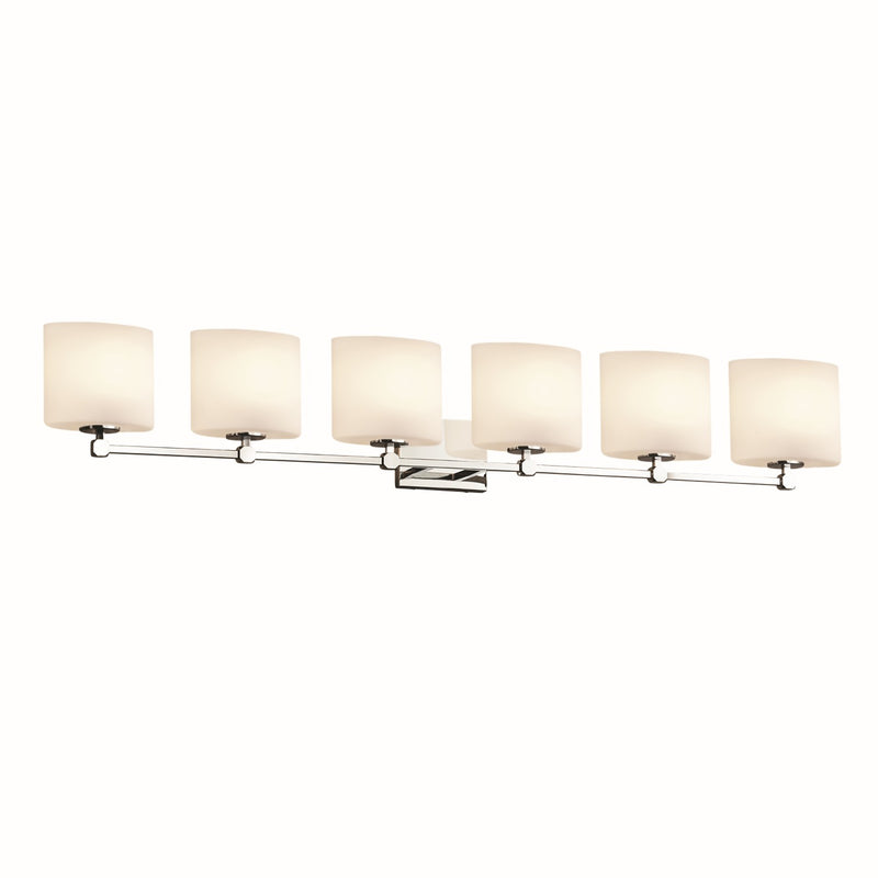 Justice Designs FSN-8426-30-OPAL-CROM Six Light Bath Bar, Polished Chrome