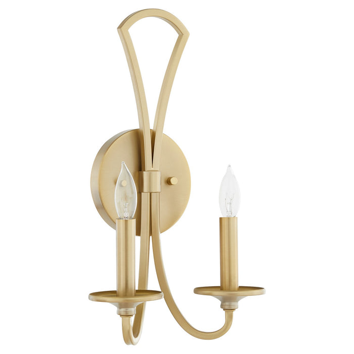 Quorum 5021-2-80 Two Light Wall Mount, Aged Brass