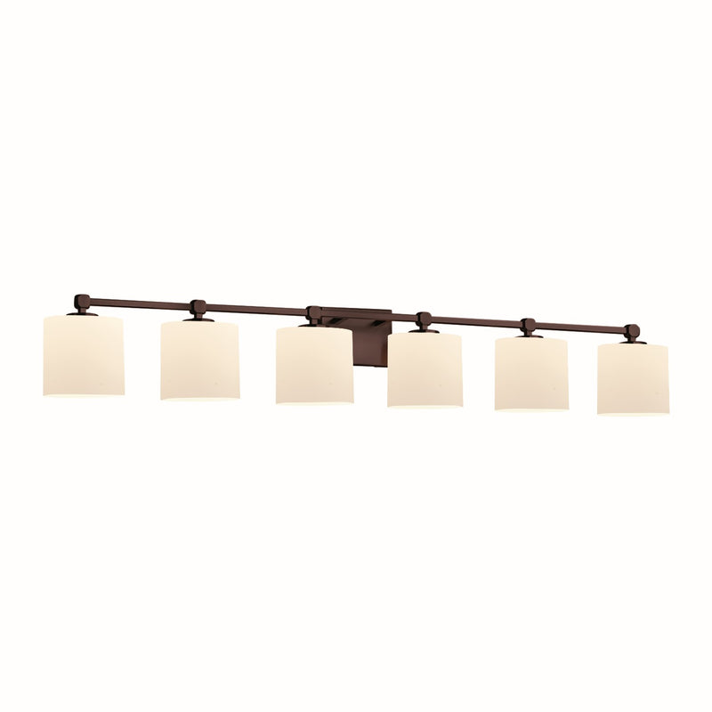 Justice Designs FSN-8426-30-OPAL-DBRZ Six Light Bath Bar, Dark Bronze