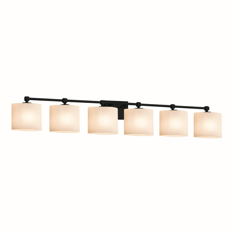 Justice Designs FSN-8426-30-OPAL-MBLK Six Light Bath Bar, Matte Black