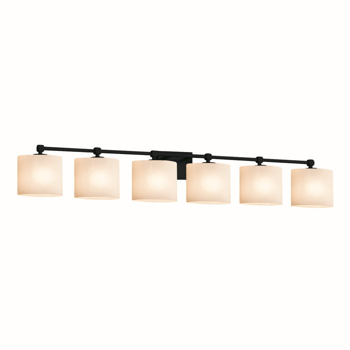 Justice Designs FSN-8426-30-OPAL-MBLK Six Light Bath Bar, Matte Black