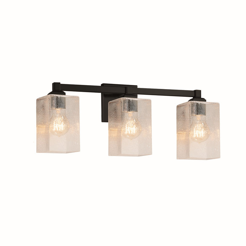 Justice Designs FSN-8433-15-SEED-MBLK Three Light Bath Bar, Matte Black