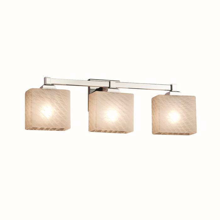 Justice Designs FSN-8433-55-WEVE-CROM Three Light Bath Bar, Polished Chrome