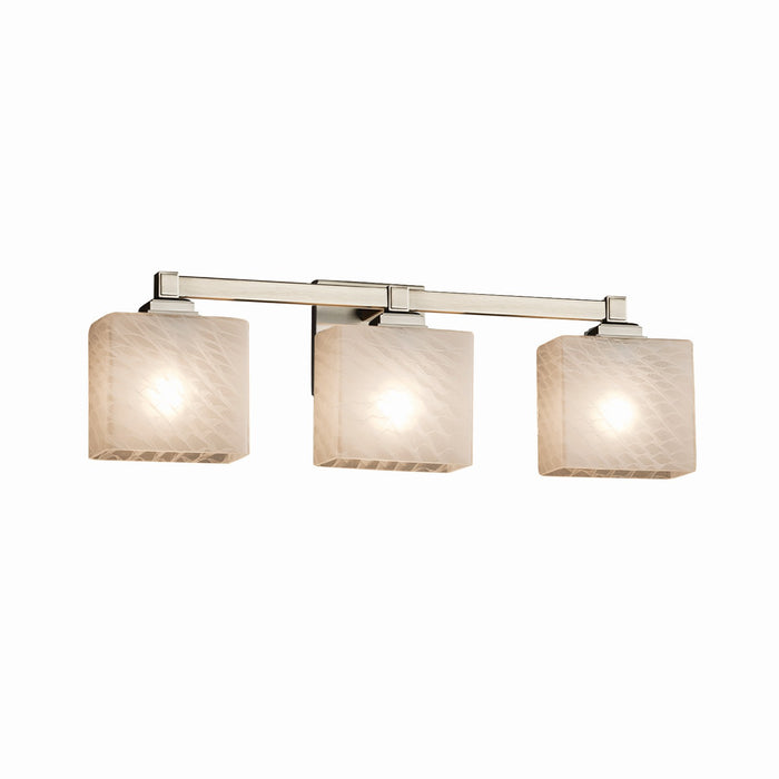 Justice Designs FSN-8433-55-WEVE-NCKL Three Light Bath Bar, Brushed Nickel