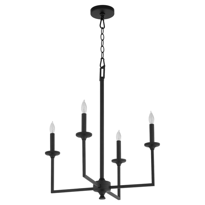 Quorum 6005-4-59 Four Light Chandelier, Matte Black
