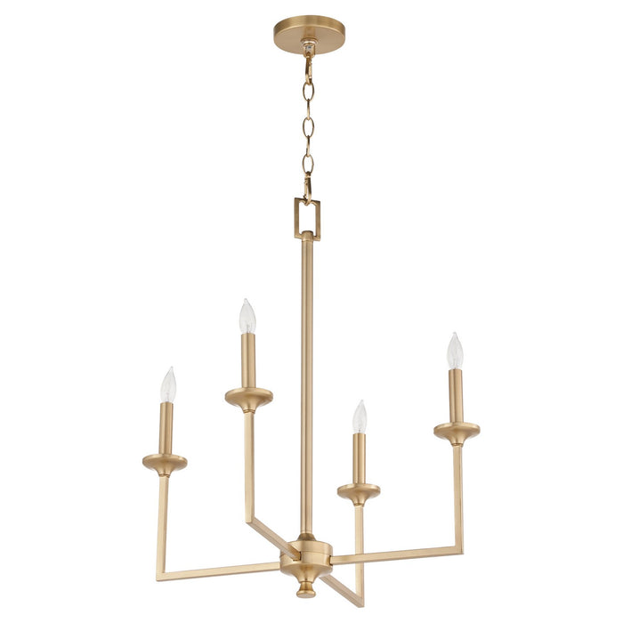 Quorum 6005-4-80 Four Light Chandelier, Aged Brass
