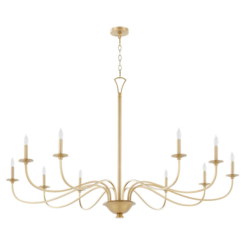 Quorum 6021-10-80 Ten Light Chandelier, Aged Brass