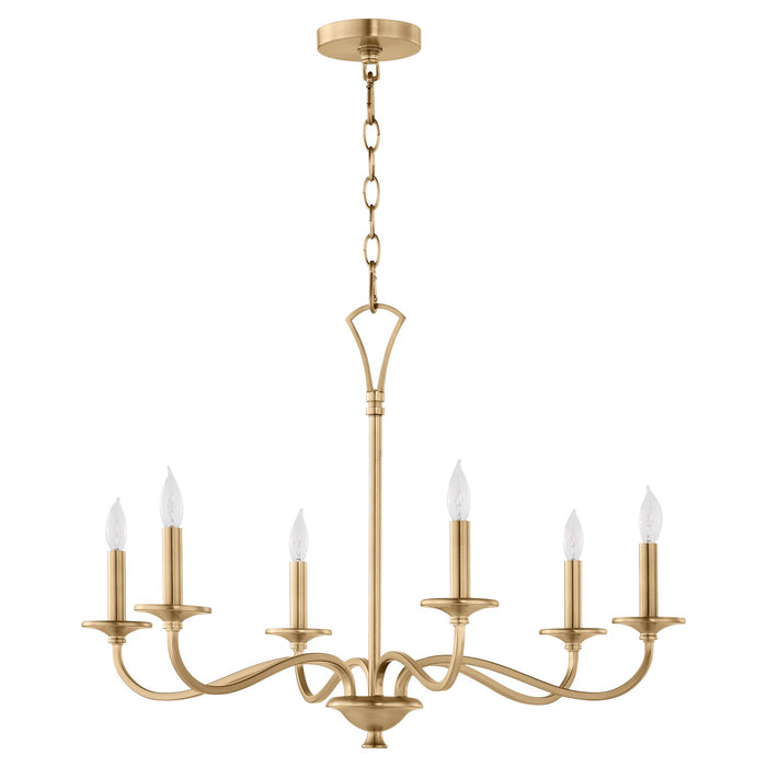 Quorum 6021-6-80 Six Light Chandelier, Aged Brass