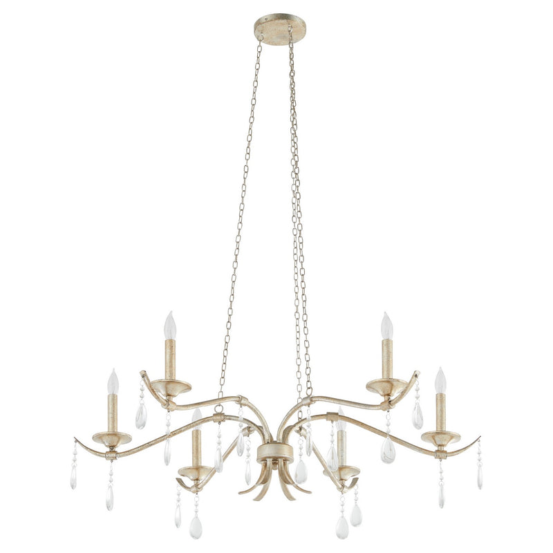 Quorum 603-6-60 Six Light Chandelier, Aged Silver Leaf