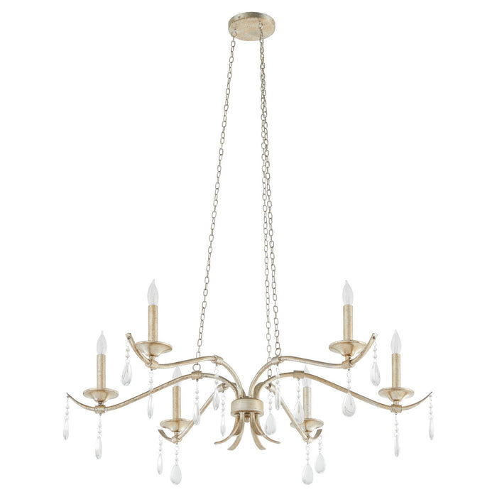 Quorum 603-6-60 Six Light Chandelier, Aged Silver Leaf