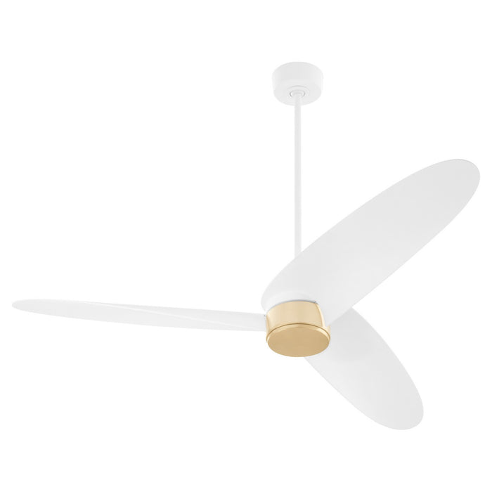 Quorum 61603-8 60" Patio Fan, Studio White w/ Aged Brass