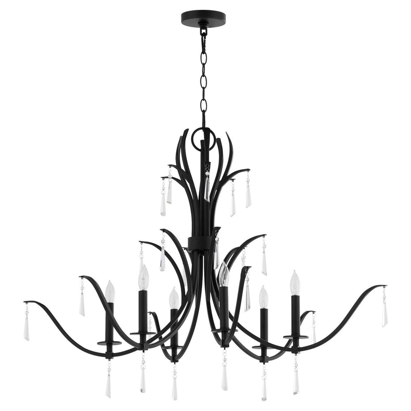 Quorum 621-6-59 Six Light Chandelier, Matte Black (Display - Final Sale)