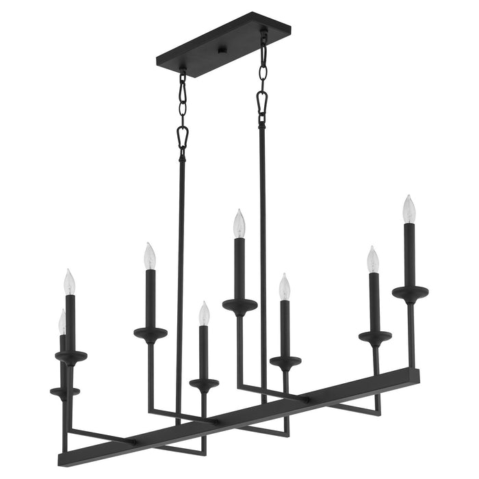 Quorum 6505-8-59 Eight Light Linear Chandelier, Matte Black