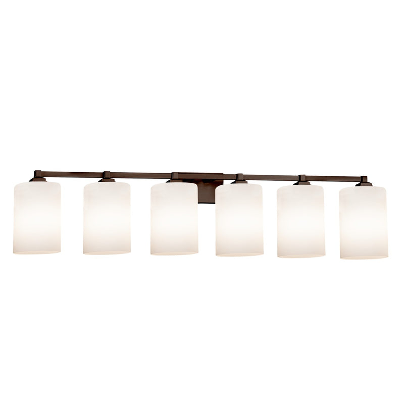 Justice Designs FSN-8436-10-OPAL-DBRZ Six Light Bath Bar, Dark Bronze