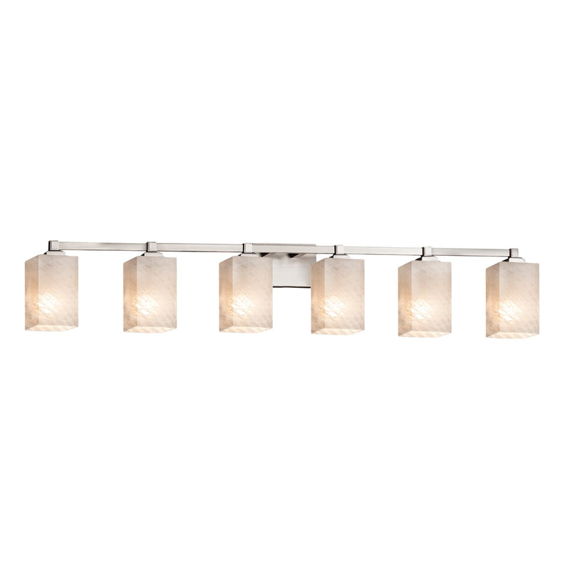 Justice Designs FSN-8436-15-WEVE-NCKL Six Light Bath Bar, Brushed Nickel