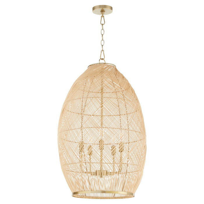 Quorum 6900-5-80 Five Light Pendant, Aged Brass