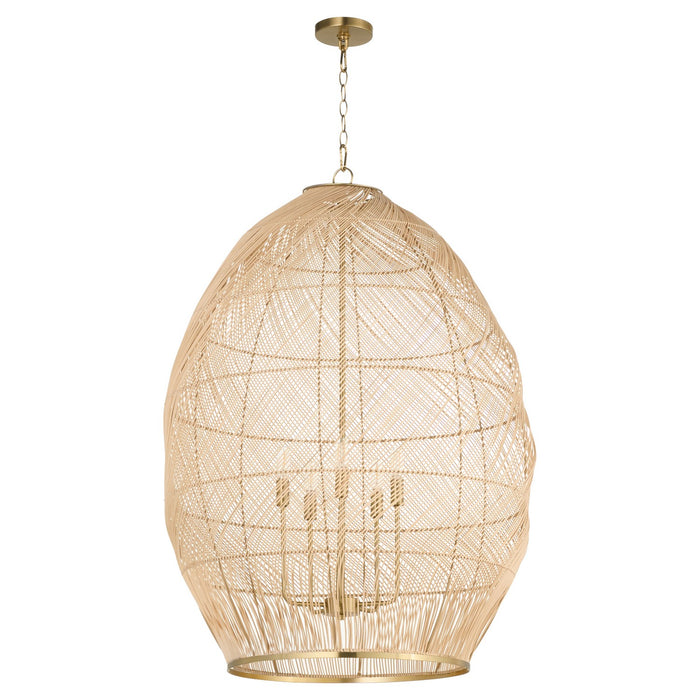 Quorum 6901-5-80 Five Light Pendant, Aged Brass