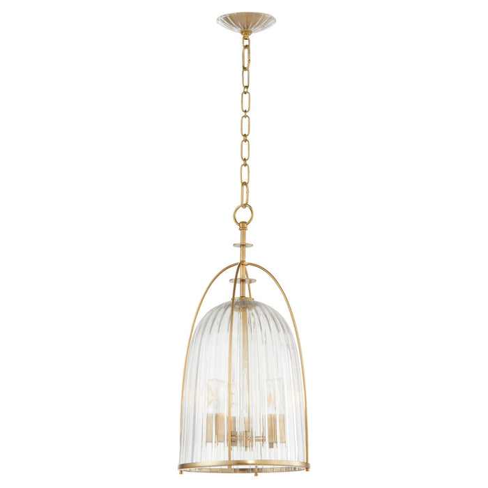 Quorum 863-3-80 Three Light Pendant, Aged Brass