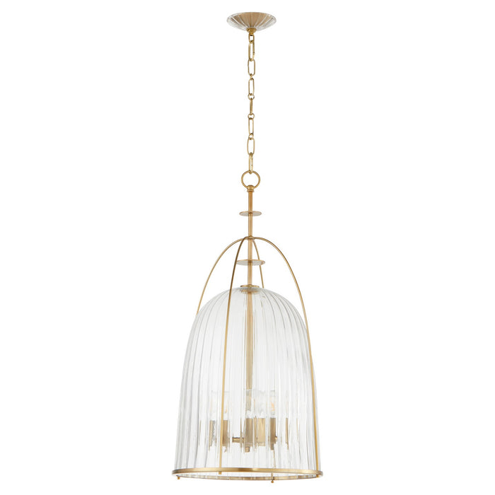 Quorum 864-3-80 Three Light Pendant, Aged Brass