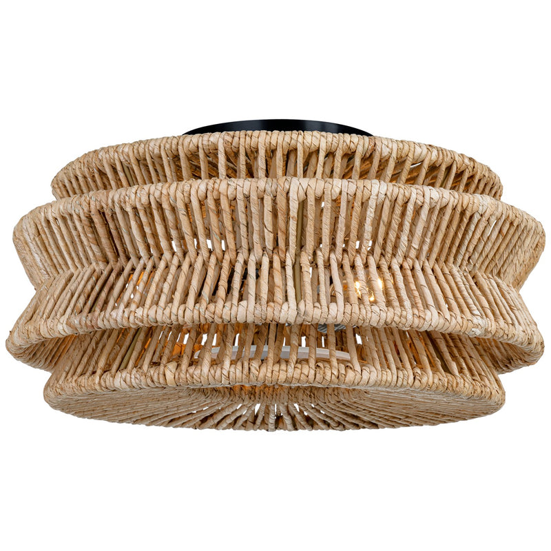 Visual Comfort Signature CHC 4015BZ/NAB LED Semi-Flush Mount, Bronze and Natural Abaca