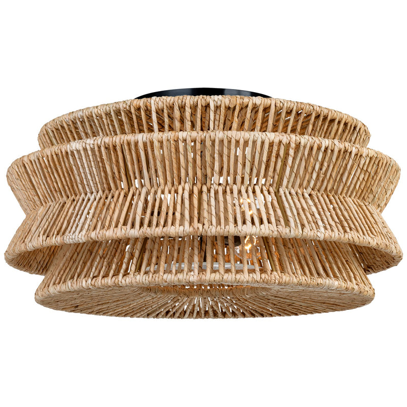 Visual Comfort Signature CHC 4016BZ/NAB LED Semi-Flush Mount, Bronze and Natural Abaca