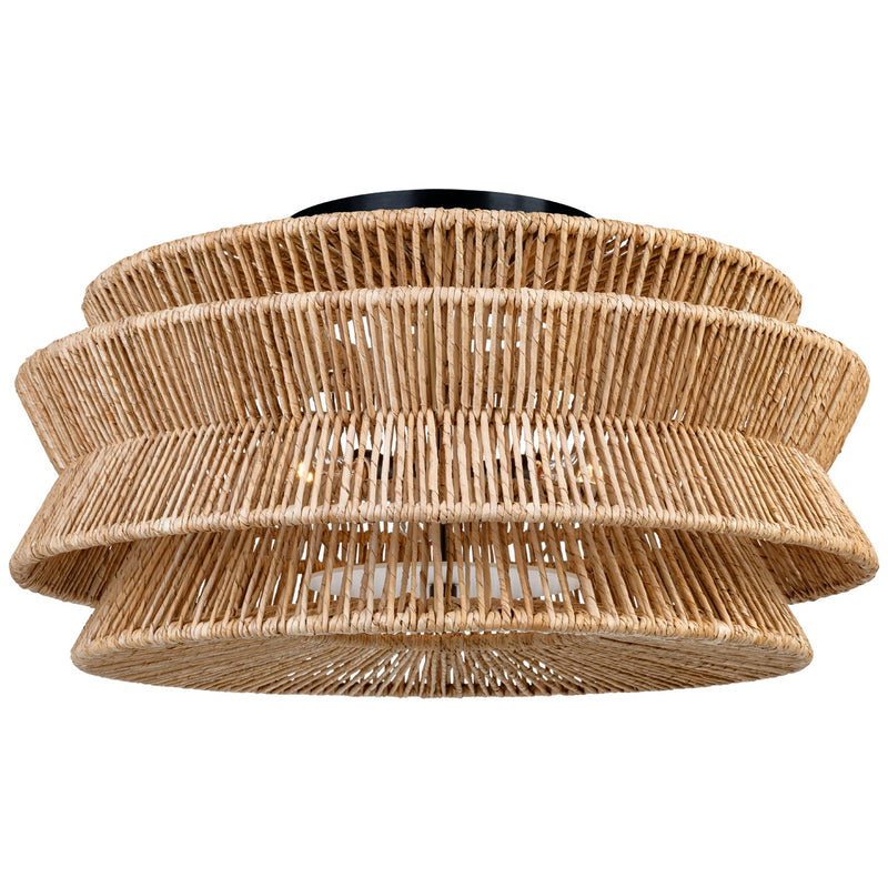 Visual Comfort Signature CHC 4017BZ/NAB LED Semi-Flush Mount, Bronze and Natural Abaca