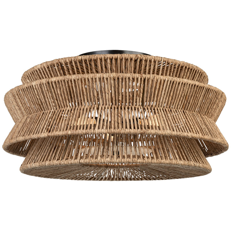 Visual Comfort Signature CHC 4017BZ/NAB LED Semi-Flush Mount, Bronze and Natural Abaca