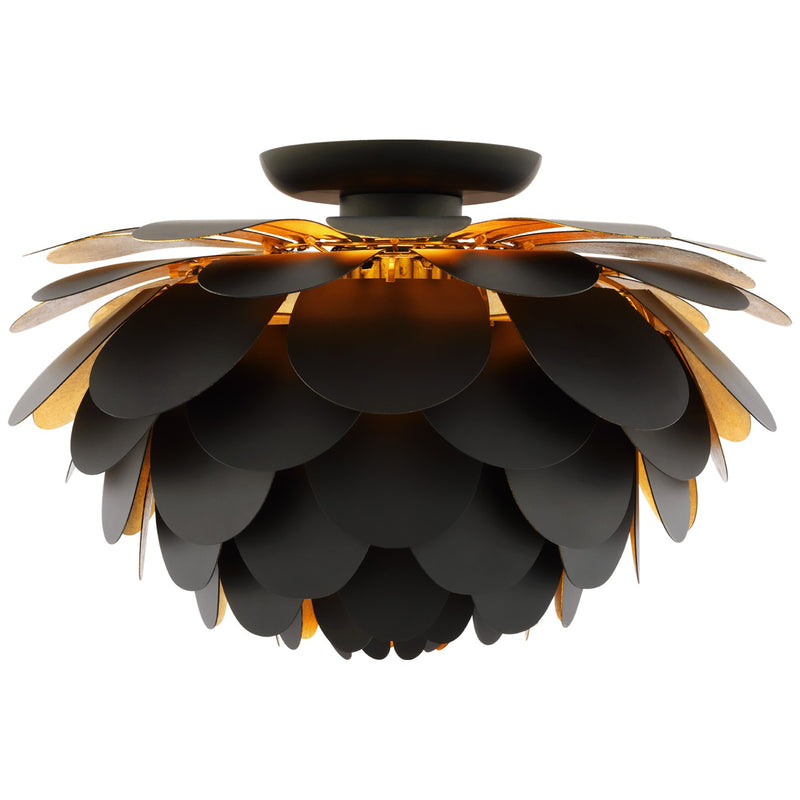 Visual Comfort Signature CHC 4163MBK/G LED Flush Mount, Matte Black and Gild
