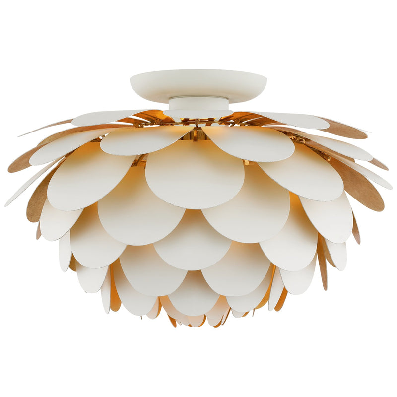 Visual Comfort Signature CHC 4163WHT/G LED Flush Mount, White and Gild