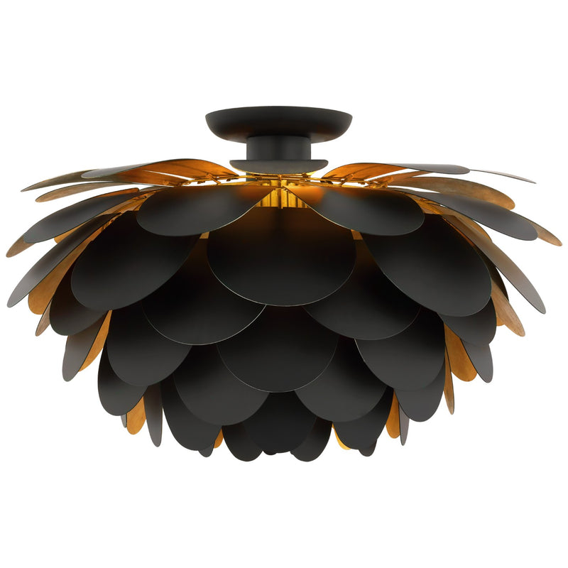 Visual Comfort Signature CHC 4164MBK/G LED Flush Mount, Matte Black and Gild