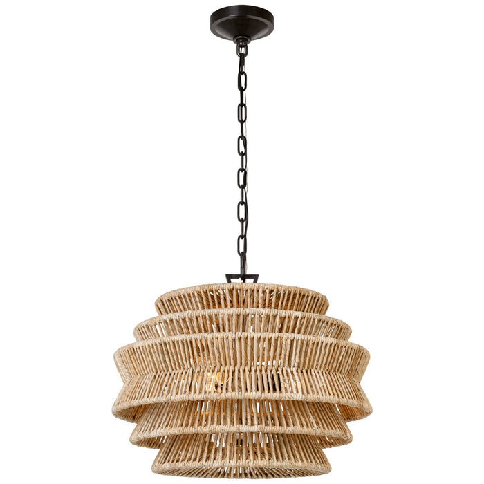 Visual Comfort Signature CHC 5015BZ/NAB LED Chandelier, Bronze and Natural Abaca