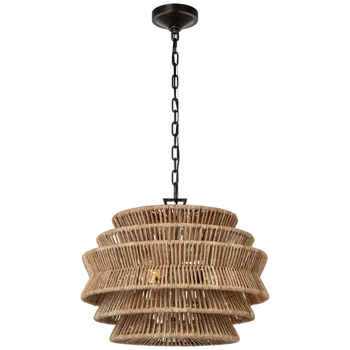 Visual Comfort Signature CHC 5015BZ/NAB LED Chandelier, Bronze and Natural Abaca