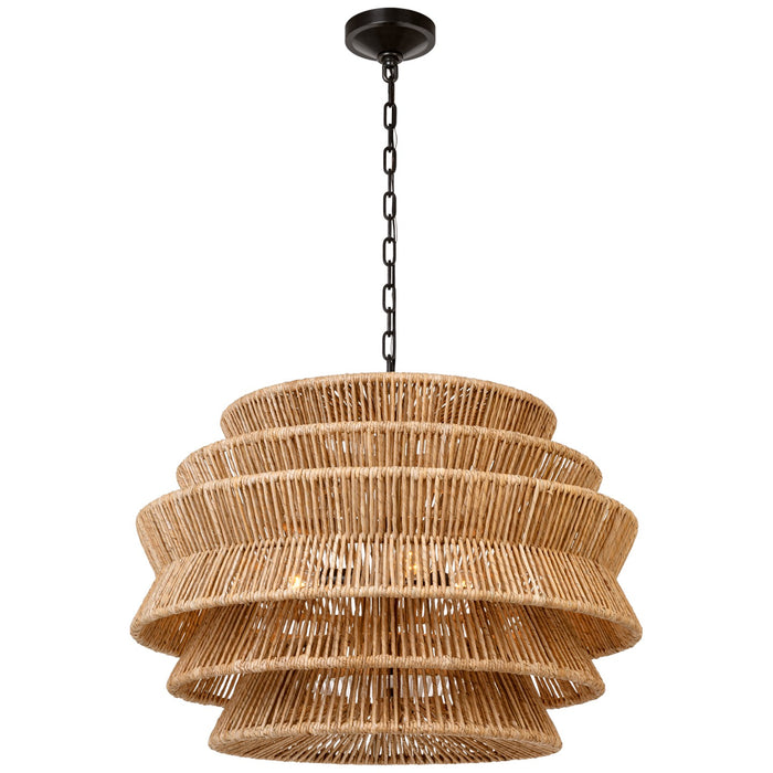 Visual Comfort Signature CHC 5016BZ/NAB LED Chandelier, Bronze and Natural Abaca