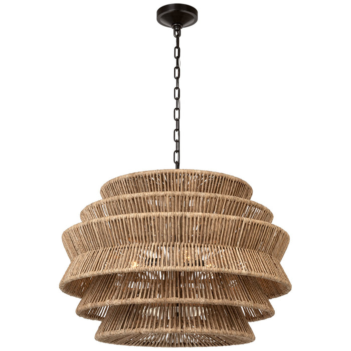 Visual Comfort Signature CHC 5016BZ/NAB LED Chandelier, Bronze and Natural Abaca