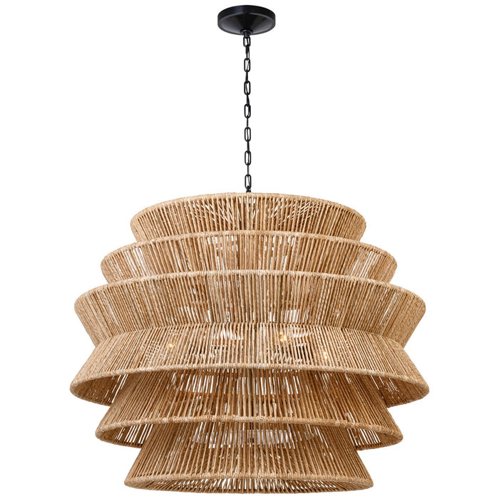 Visual Comfort Signature CHC 5017BZ/NAB LED Chandelier, Bronze and Natural Abaca