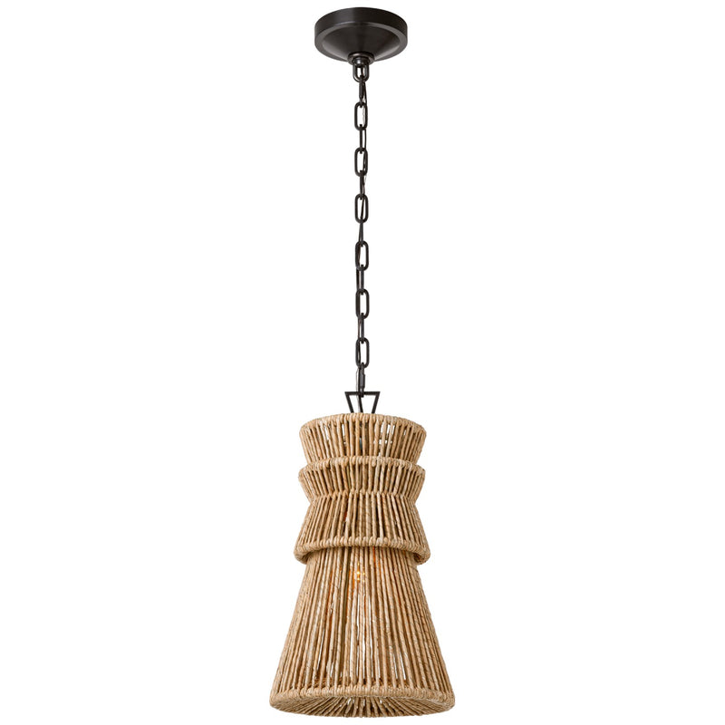Visual Comfort Signature CHC 5020BZ/NAB LED Pendant, Bronze and Natural Abaca