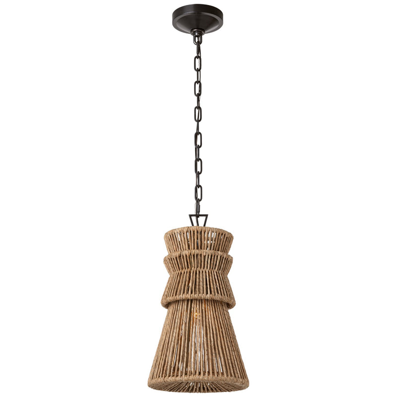 Visual Comfort Signature CHC 5020BZ/NAB LED Pendant, Bronze and Natural Abaca