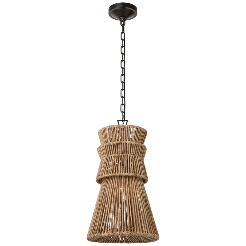 Visual Comfort Signature CHC 5021BZ/NAB LED Pendant, Bronze and Natural Abaca