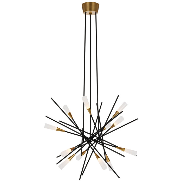Visual Comfort Signature CHC 5605BLK LED Chandelier, Matte Black and Antique Brass