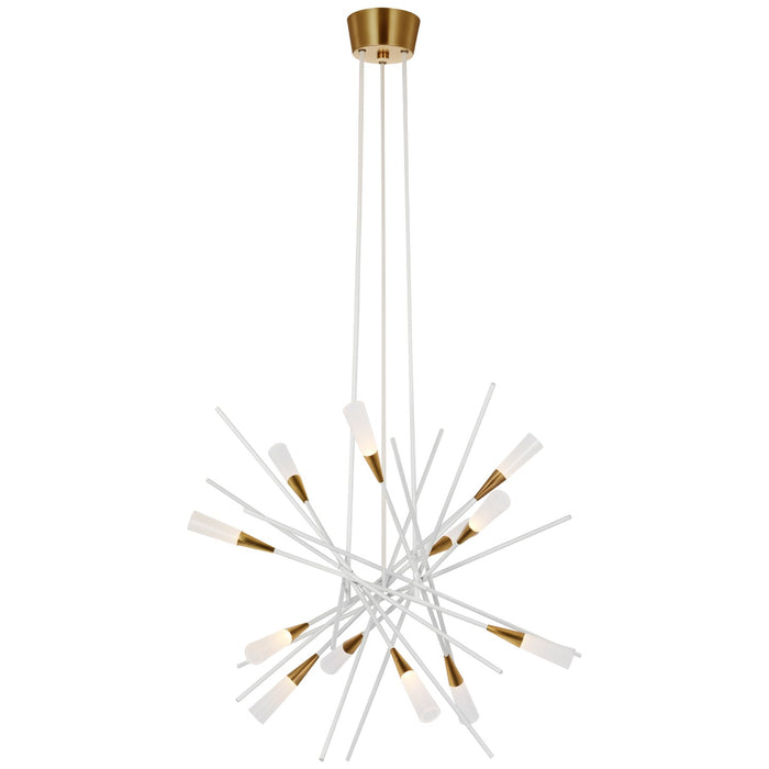Visual Comfort Signature CHC 5605WHT LED Chandelier, Matte White and Antique Brass