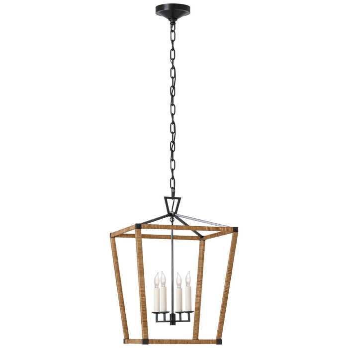 Visual Comfort Signature CHC 5877AI/NRT LED Lantern, Aged Iron and Natural Rattan