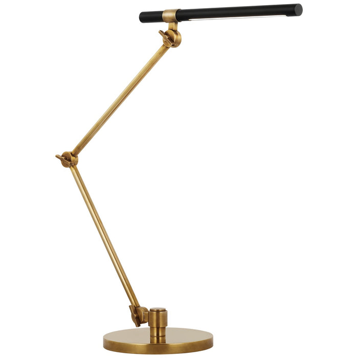 Visual Comfort Signature IKF 3506HAB/BLK LED Desk Lamp, Hand-Rubbed Antique Brass and Matte Black
