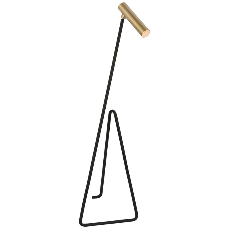 Visual Comfort Signature KW 1430BLK/AB LED Floor Lamp, Matte Black and Antique-Burnished Brass