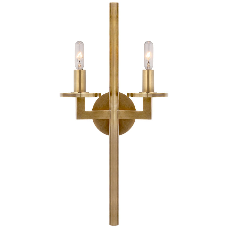 Visual Comfort Signature KW 2201AB Two Light Wall Sconce, Antique-Burnished Brass