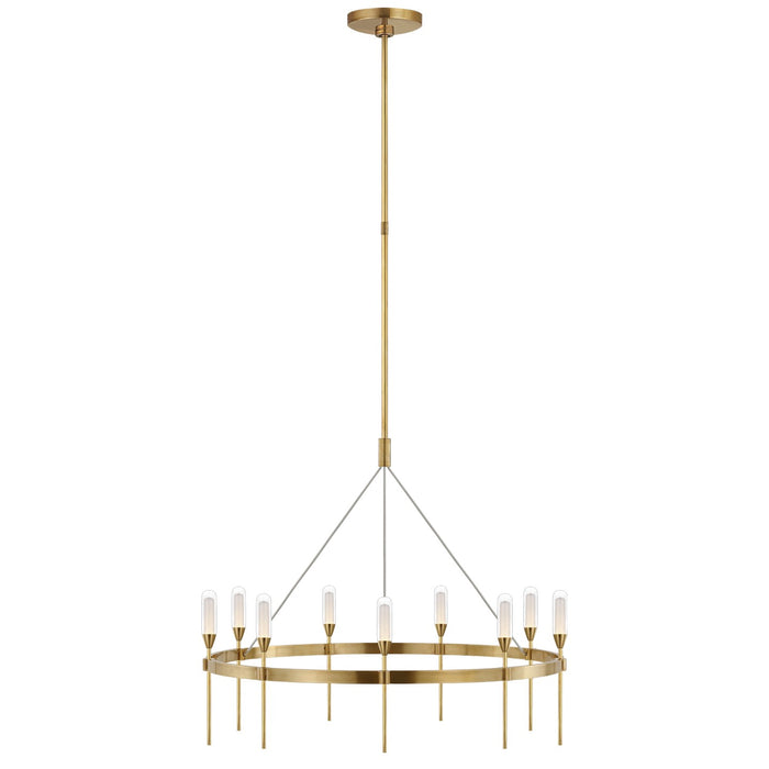 Visual Comfort Signature PB 5030NB-CG LED Chandelier, Natural Brass