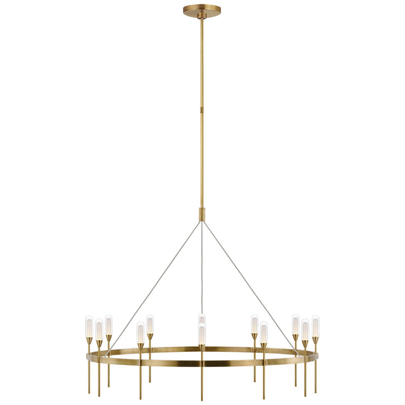 Visual Comfort Signature PB 5031NB-CG LED Chandelier, Natural Brass