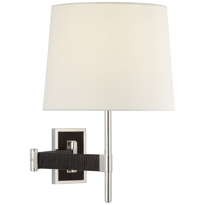 Visual Comfort Signature SK 2556PN/BRT-L LED Wall Sconce, Polished Nickel and Black Rattan