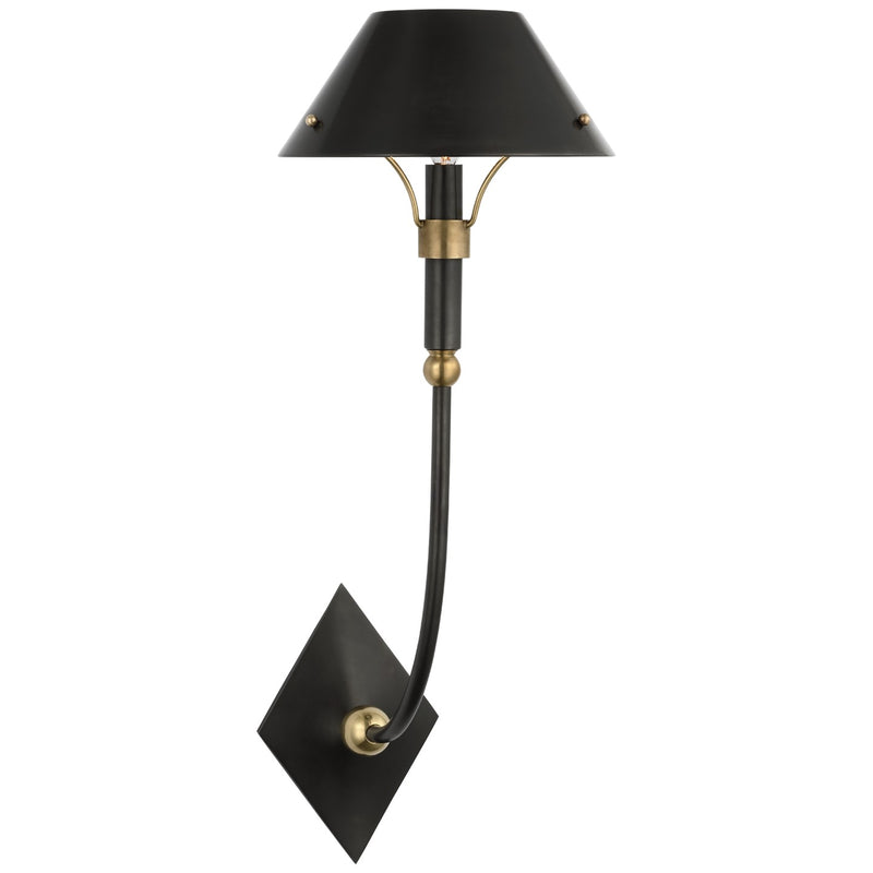 Visual Comfort Signature TOB 2722BZ/HAB-BZ LED Wall Sconce, Bronze and Hand-Rubbed Antique Brass