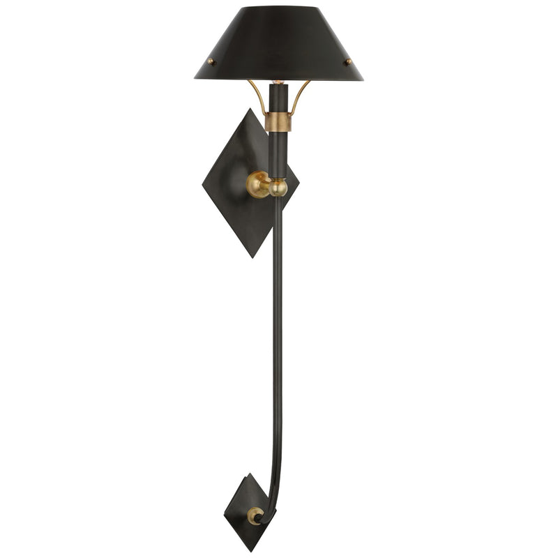Visual Comfort Signature TOB 2723BZ/HAB-BZ LED Wall Sconce, Bronze and Hand-Rubbed Antique Brass