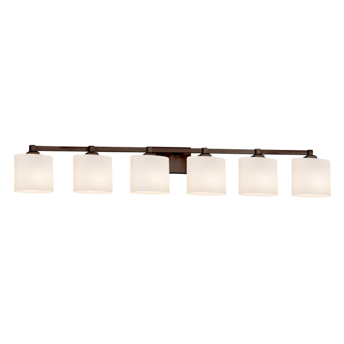 Justice Designs FSN-8436-30-OPAL-DBRZ Six Light Bath Bar, Dark Bronze